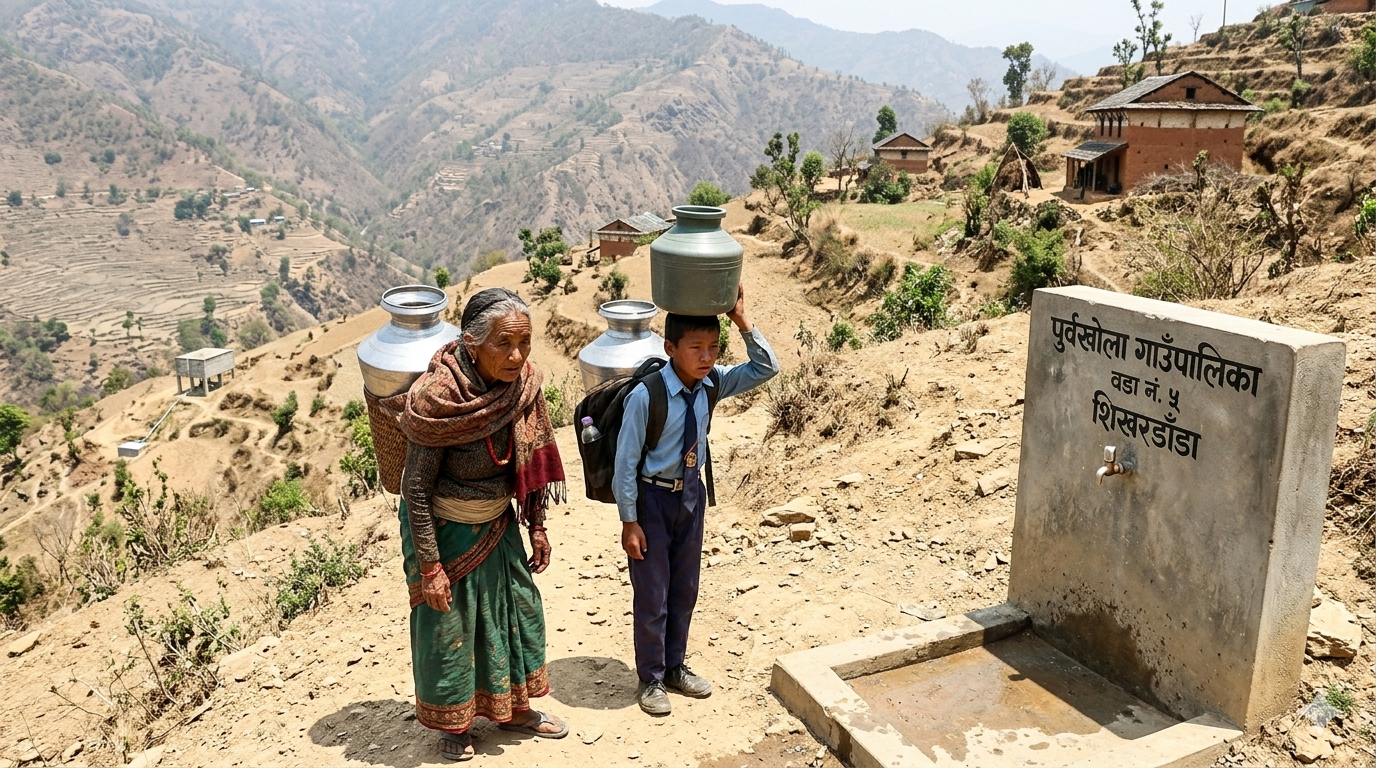 पुर्वखोलाको शिखरडाँडामा खानेपानीको हाहाकार